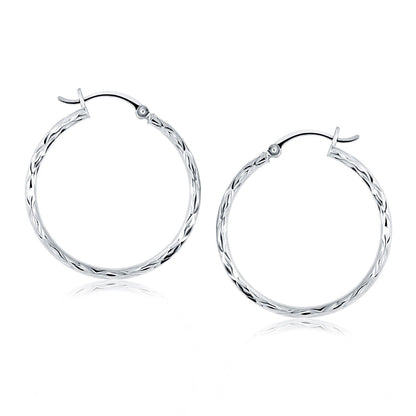 14k Diamond Cut Hoop Earrings