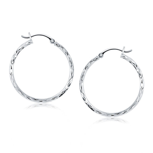 14k Diamond Cut Hoop Earrings