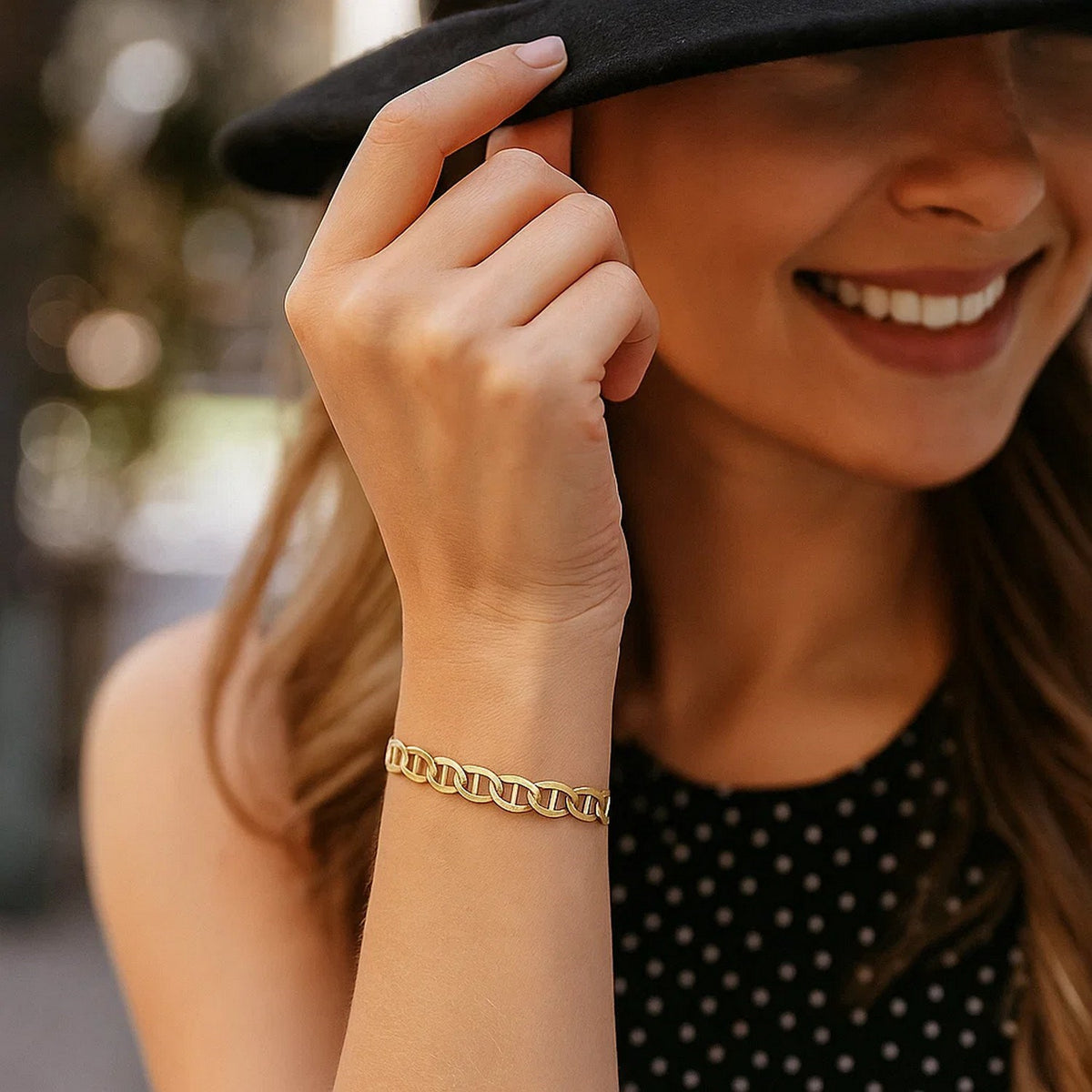 14k Tri Color Gold Mariner Link Bracelet (4.90 mm)