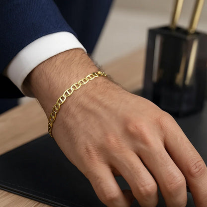 14k Tri Color Gold Mariner Link Bracelet (4.90 mm)