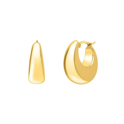 14k Yellow Gold Large Tapered Hoop Earrings