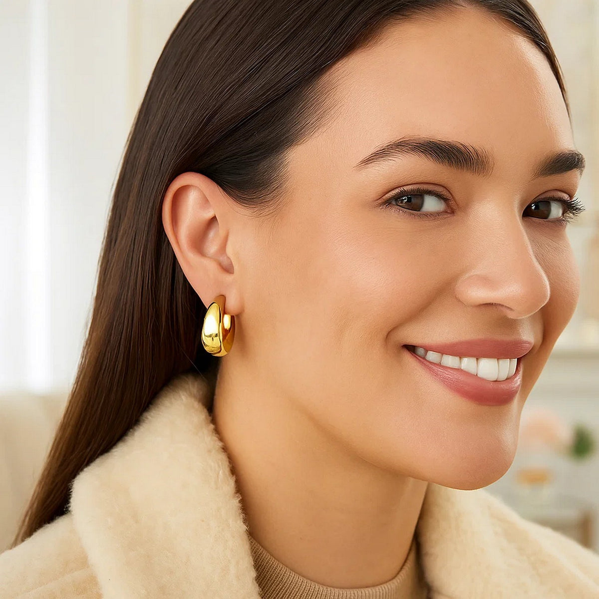 14k Yellow Gold Large Tapered Hoop Earrings