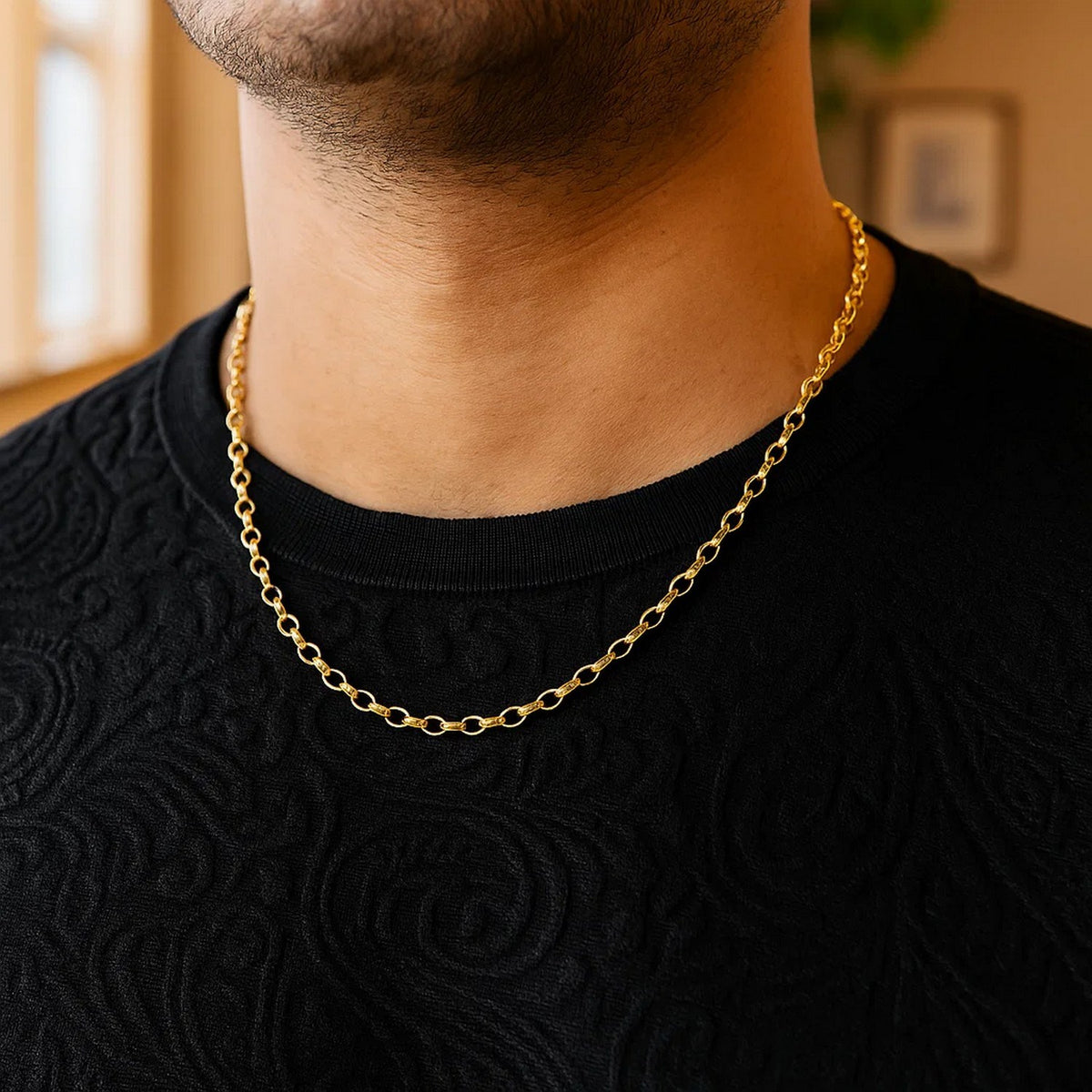14k Yellow Gold Oval Rolo Chain