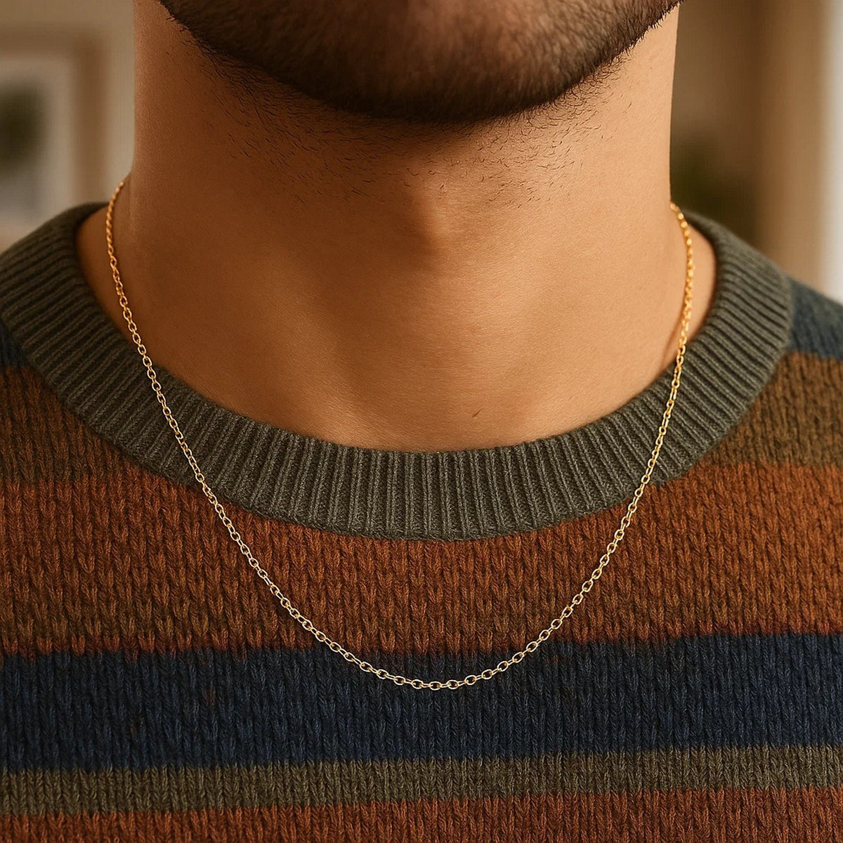 14k Yellow Gold Round Cable Link Chain