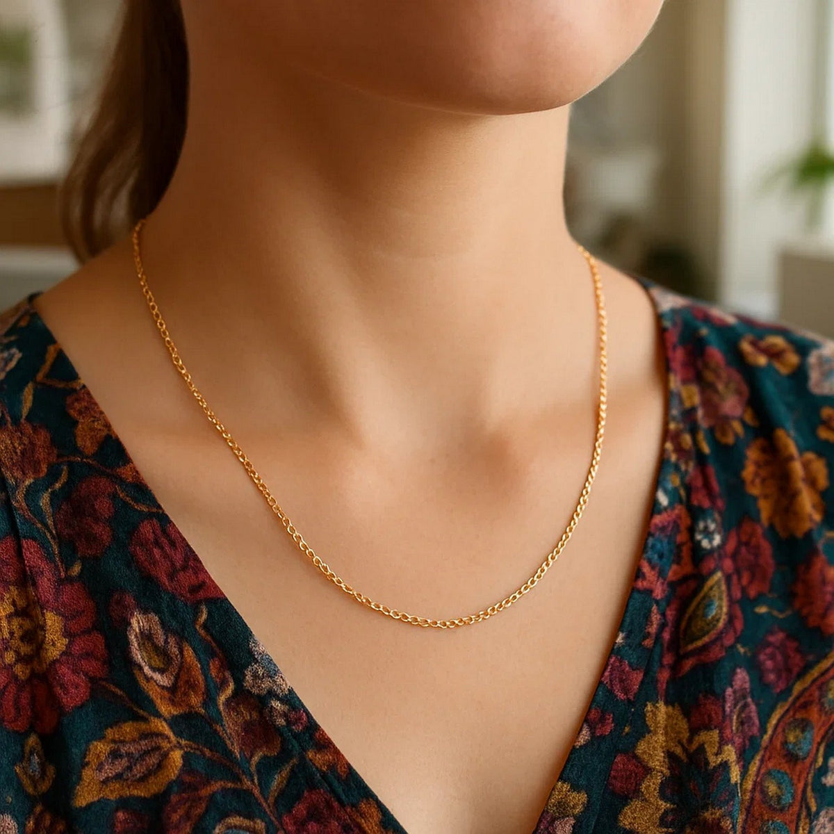 14k Yellow Gold Round Cable Link Chain