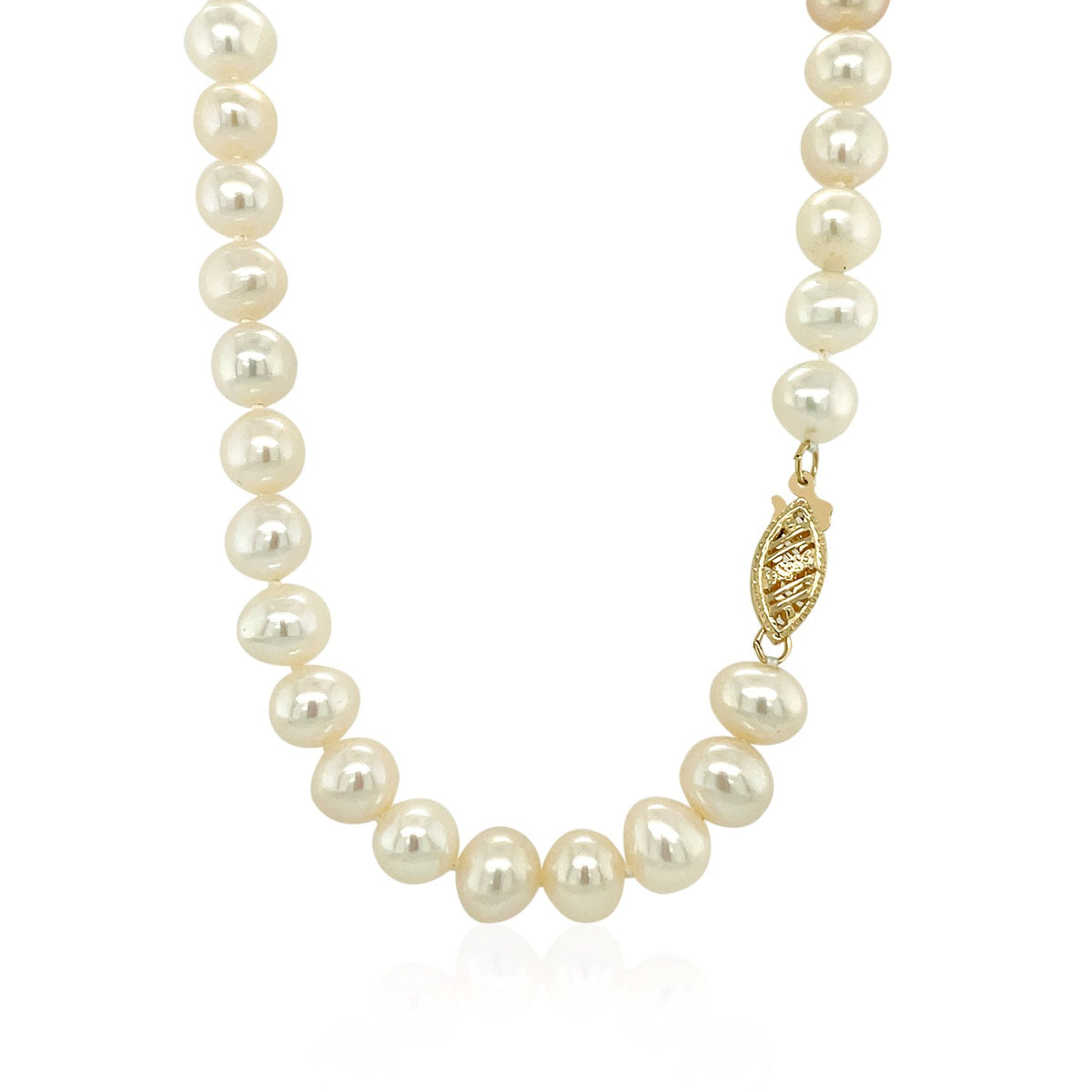 14k Necklace with White Freshwater Cultured Pearls (6.0mm to 6.5mm)