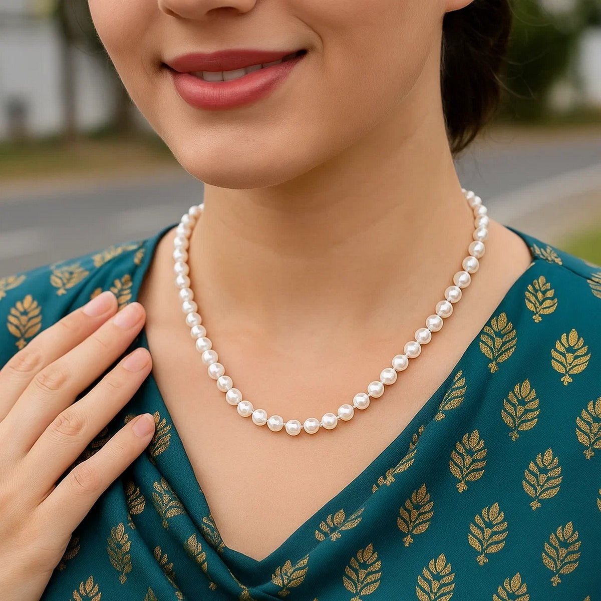 14k Necklace with White Freshwater Cultured Pearls (6.0mm to 6.5mm)