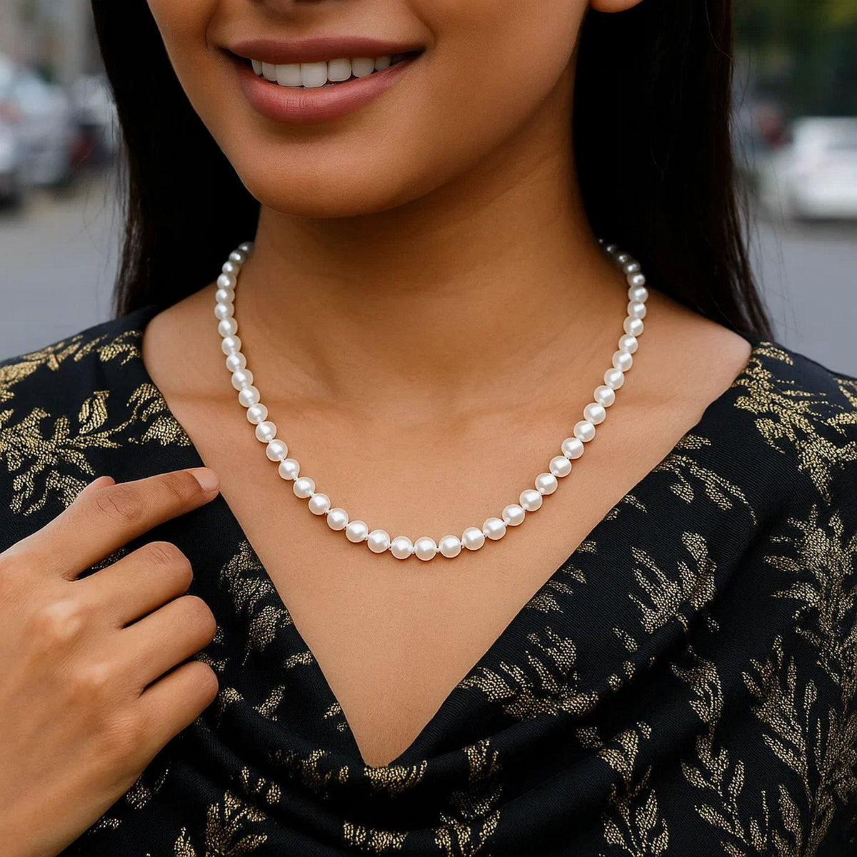 14k Necklace with White Freshwater Cultured Pearls (6.0mm to 6.5mm)