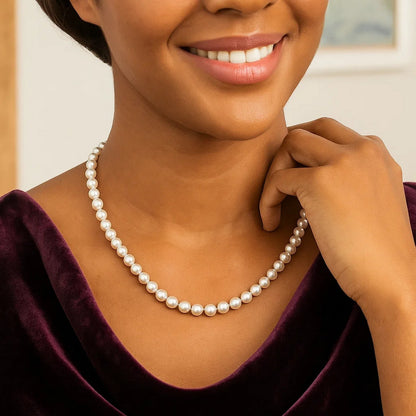 14k Necklace with White Freshwater Cultured Pearls (6.0mm to 6.5mm)