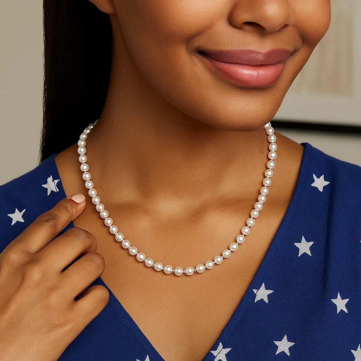 14k Necklace with White Freshwater Cultured Pearls (6.0mm to 6.5mm)