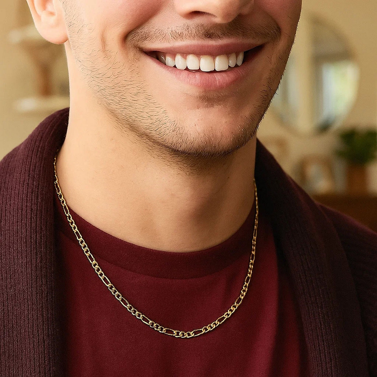 14k Yellow Gold Lite Figaro Chain