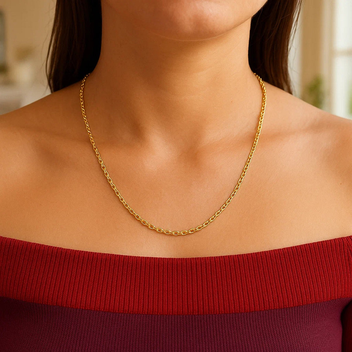 14k Yellow Gold Forsantina Lite Cable Link Chain