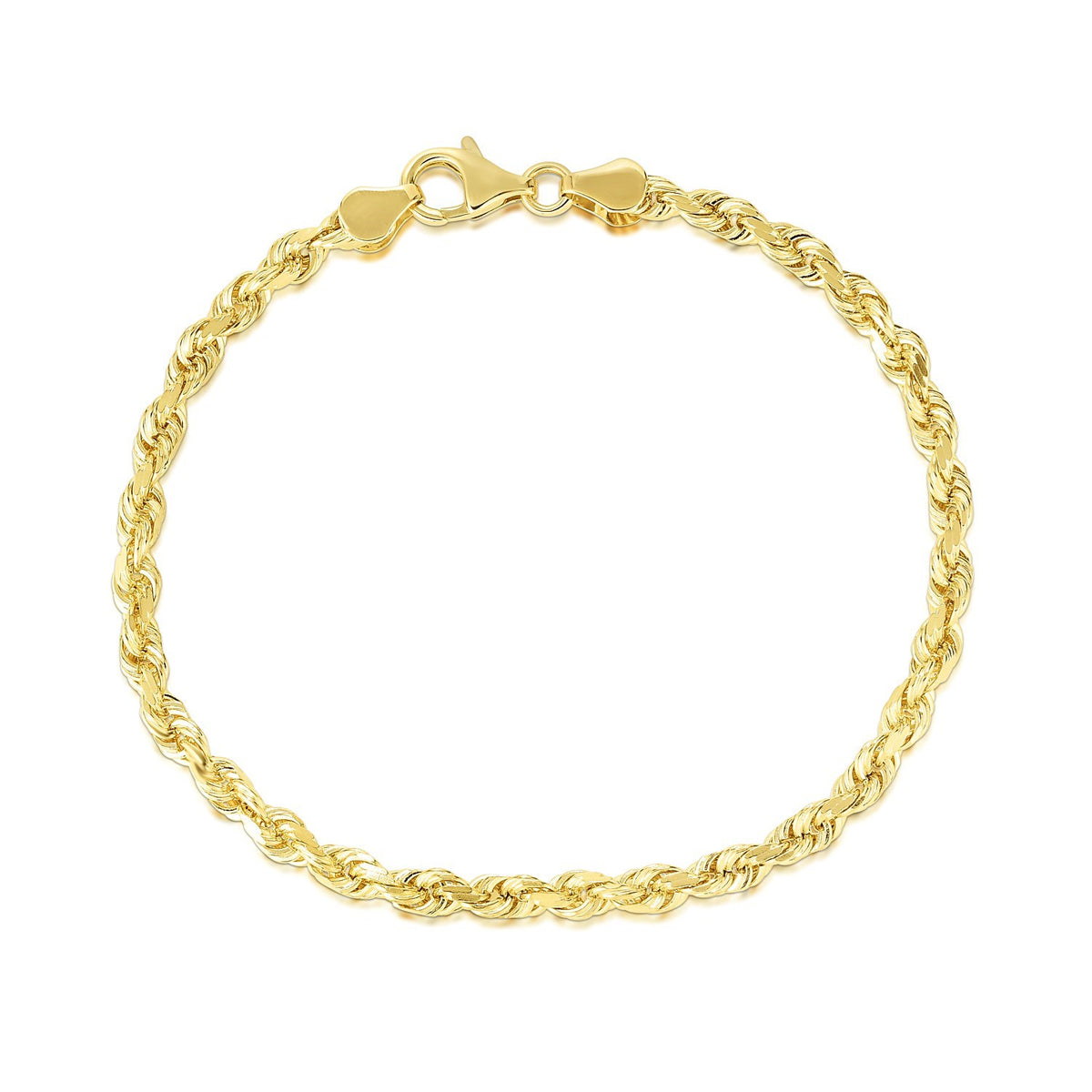 14k Solid Diamond Cut Rope Bracelet (4.00 mm)