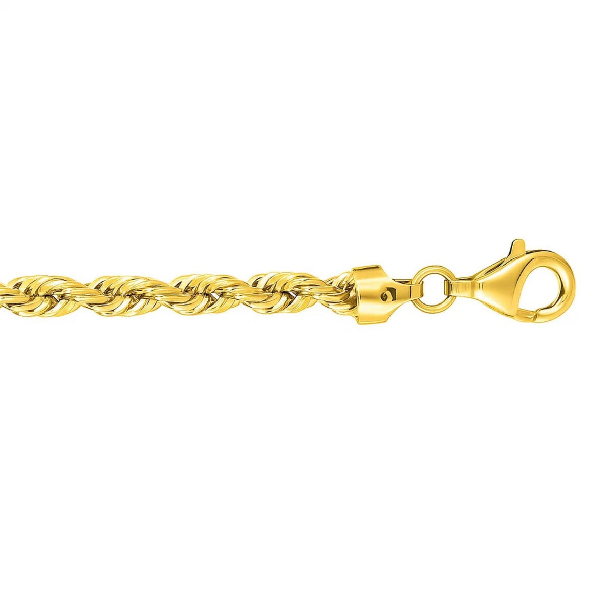 14k Solid Diamond Cut Rope Bracelet (4.00 mm)