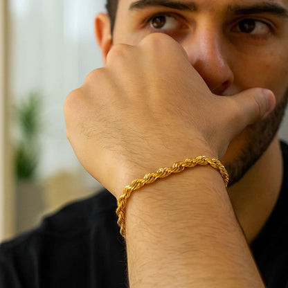 14k Solid Diamond Cut Rope Bracelet (4.00 mm)
