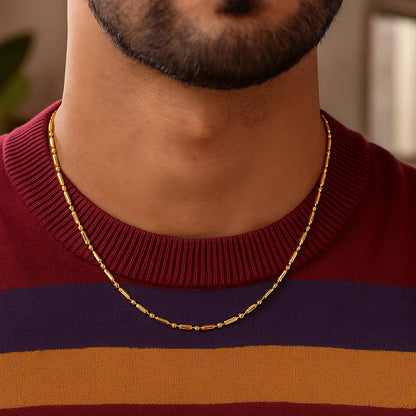 14k Diamond-Cut Alternating Bead Chain