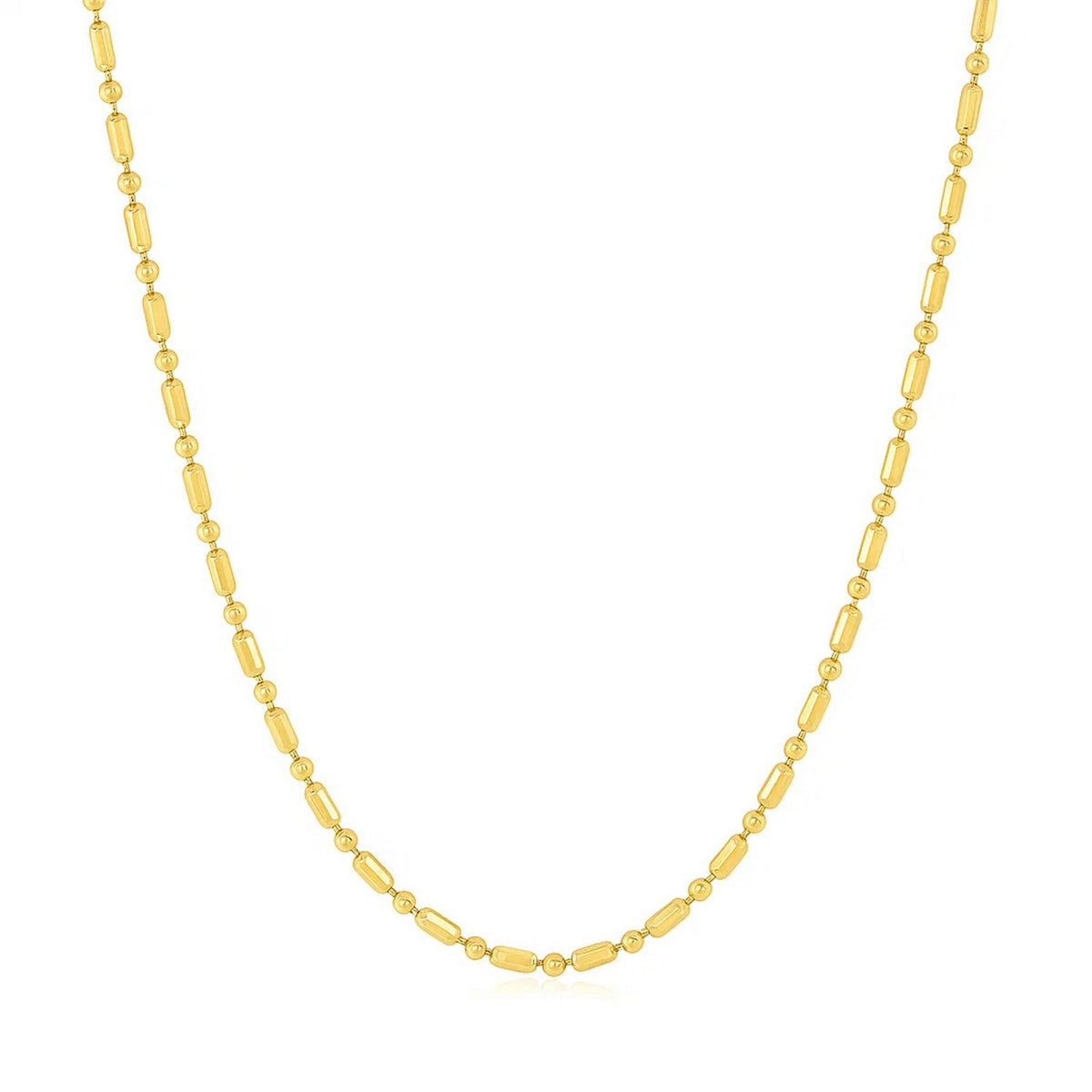 14k Diamond-Cut Alternating Bead Chain
