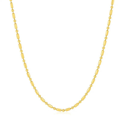 14k Diamond-Cut Alternating Bead Chain