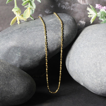 14k Diamond-Cut Alternating Bead Chain