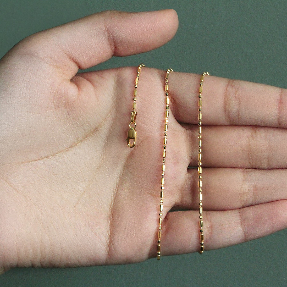 14k Diamond-Cut Alternating Bead Chain