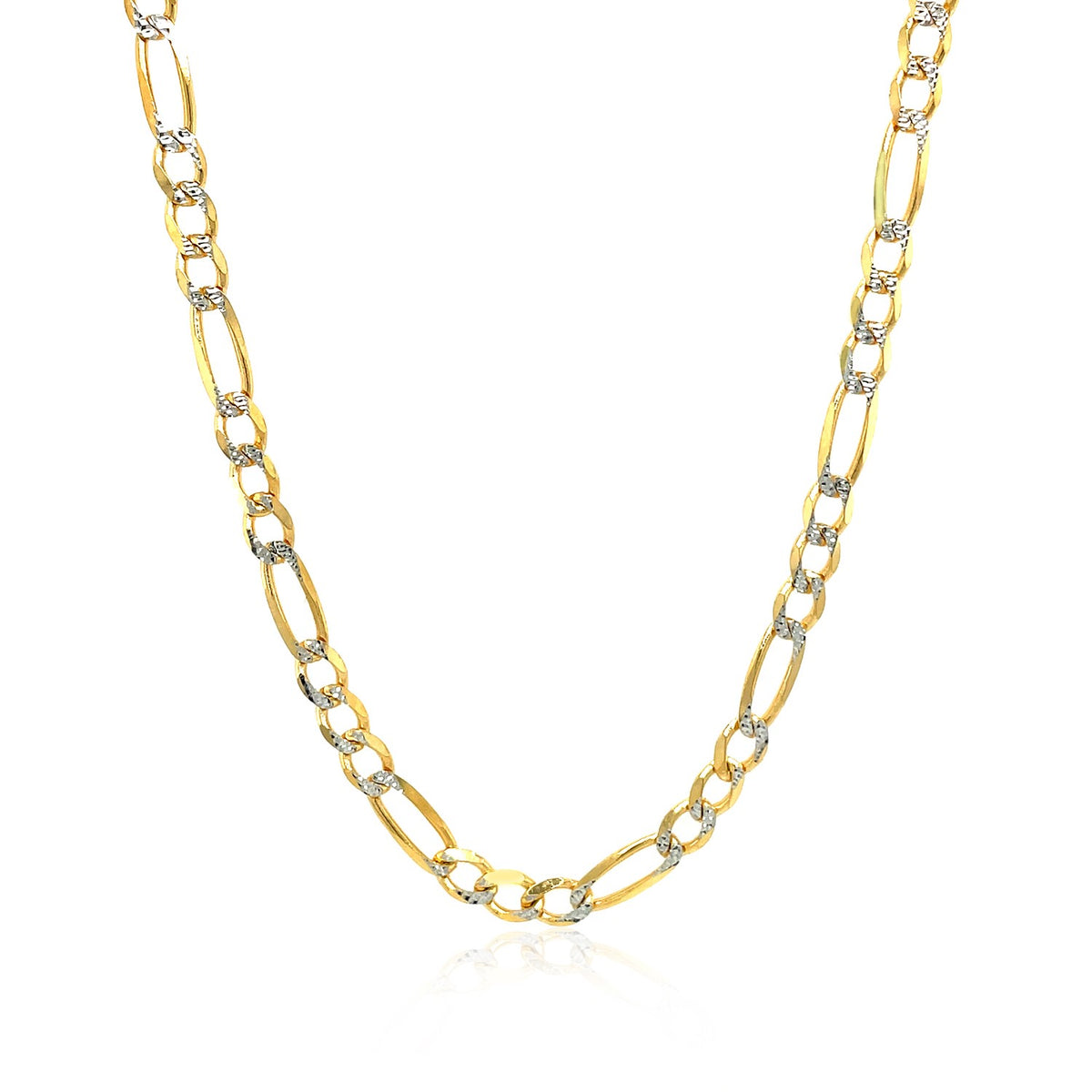 14K Yellow Gold Solid Pave Figaro Chain