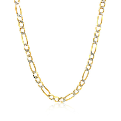 14K Yellow Gold Solid Pave Figaro Chain