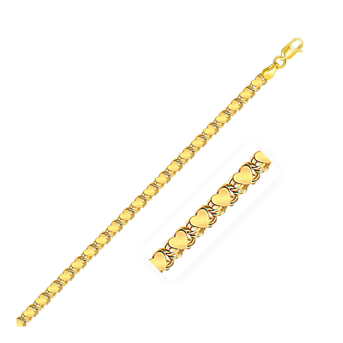 14k Heart Bracelet (3.20 mm)