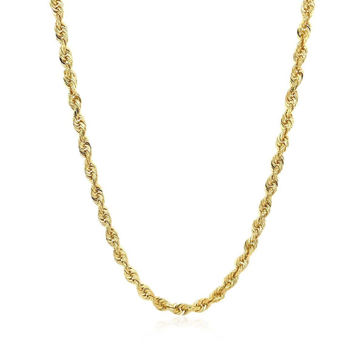 14k Yellow Gold Solid Diamond Cut Rope Chain