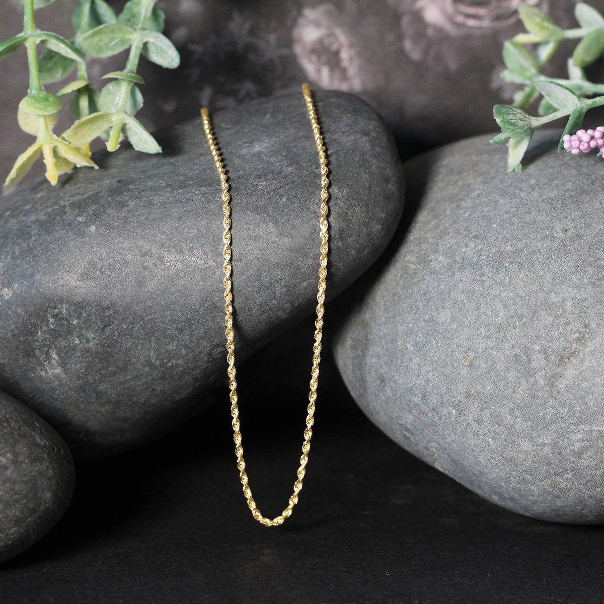 14k Yellow Gold Solid Diamond Cut Rope Chain