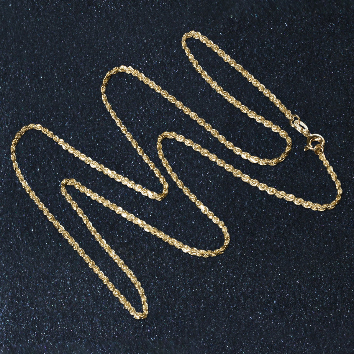 14k Yellow Gold Solid Diamond Cut Rope Chain