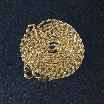14k Yellow Gold Solid Diamond Cut Rope Chain