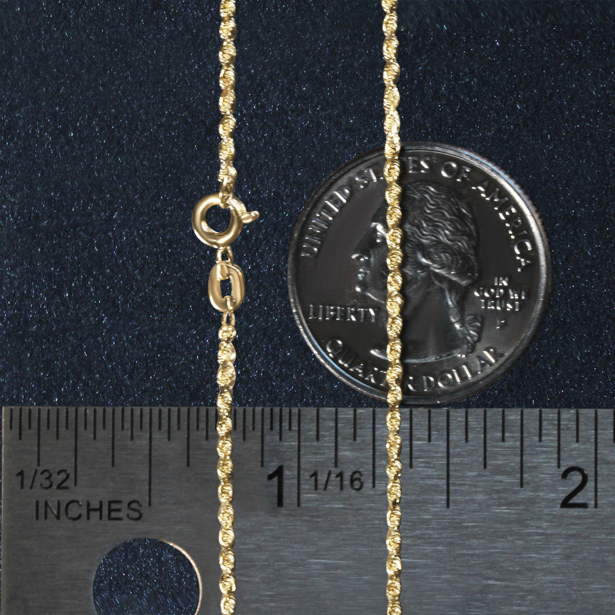 14k Yellow Gold Solid Diamond Cut Rope Chain