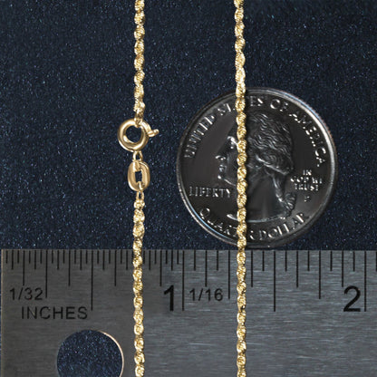 14k Yellow Gold Solid Diamond Cut Rope Chain