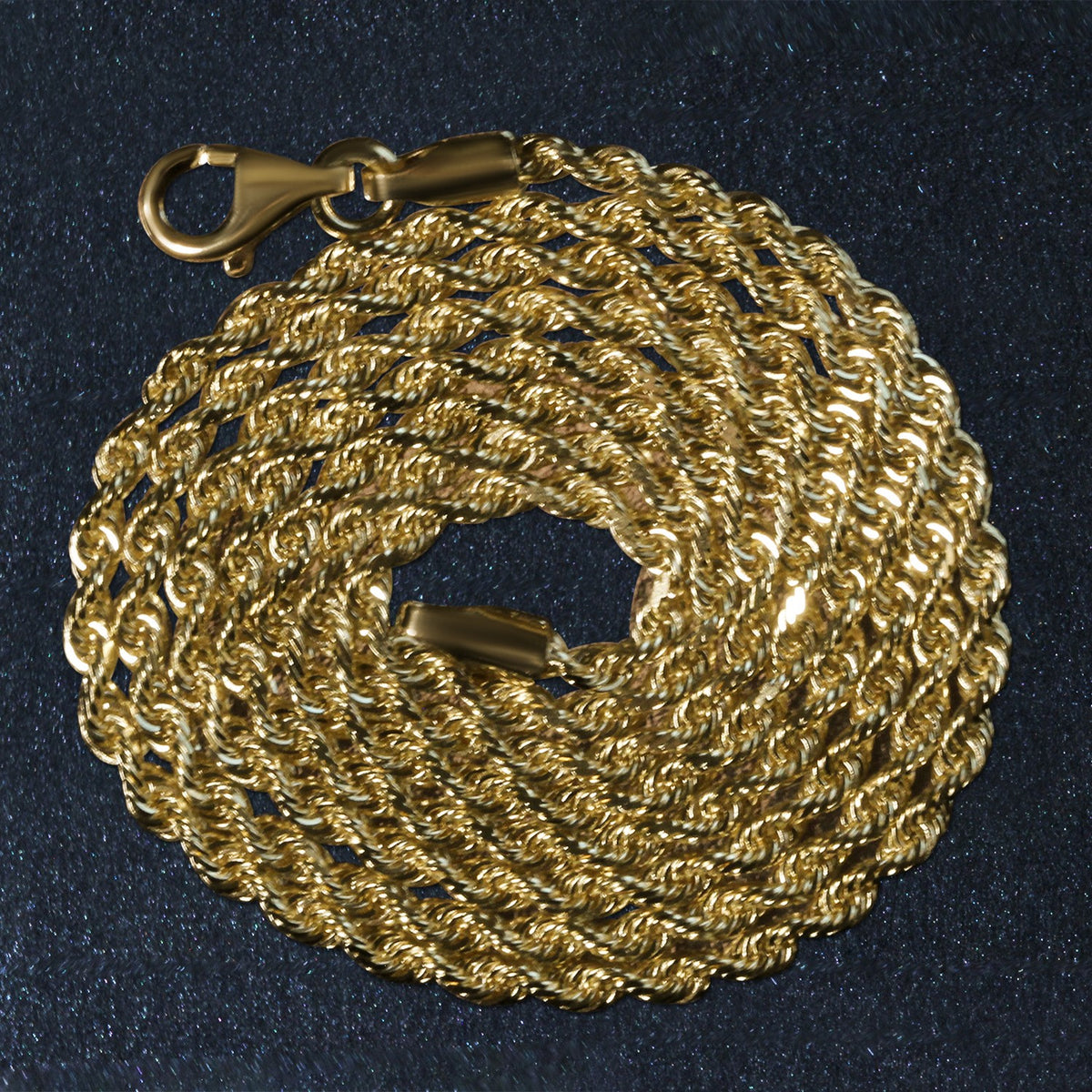 2.25 mm 14K Yellow Gold Solid Diamond Cut Rope Chain