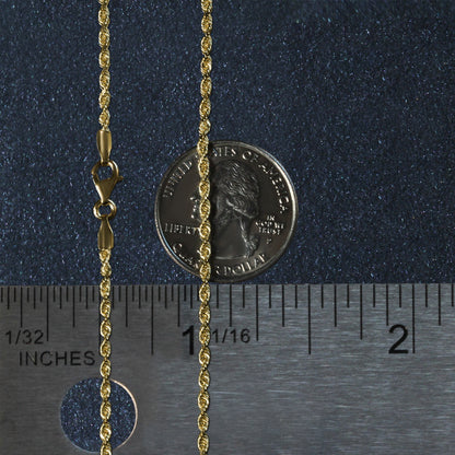 2.25 mm 14K Yellow Gold Solid Diamond Cut Rope Chain