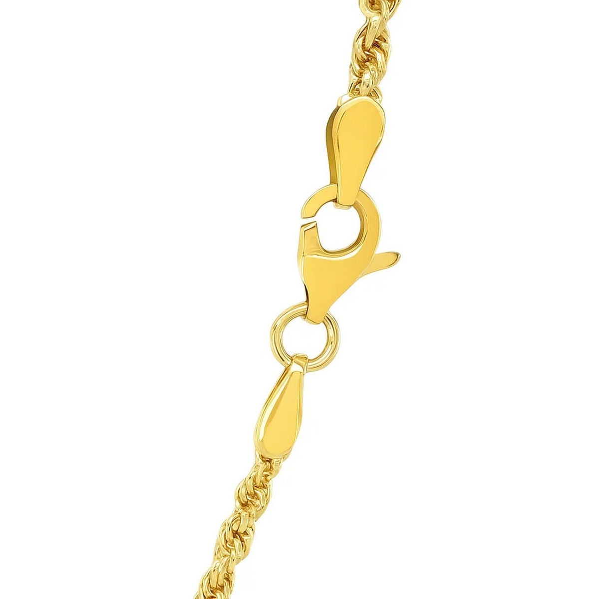 2.25 mm 14K Yellow Gold Solid Diamond Cut Rope Chain