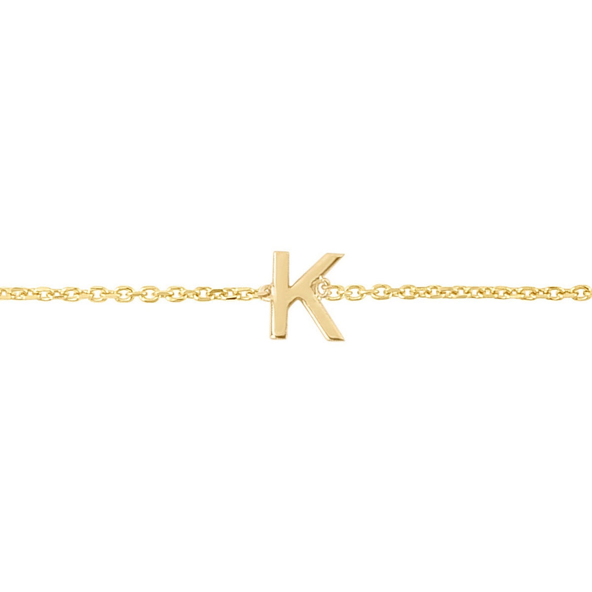 14K Yellow Gold Mini Initial K Bracelet