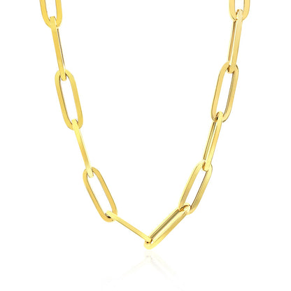 14K Yellow Gold Wide Paperclip Chain