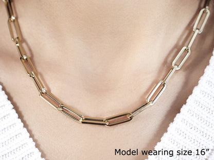 14K Yellow Gold Wide Paperclip Chain