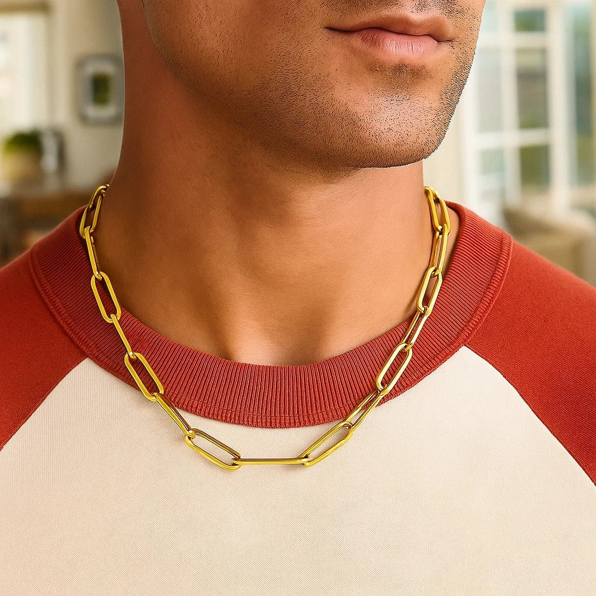 14K Yellow Gold Wide Paperclip Chain