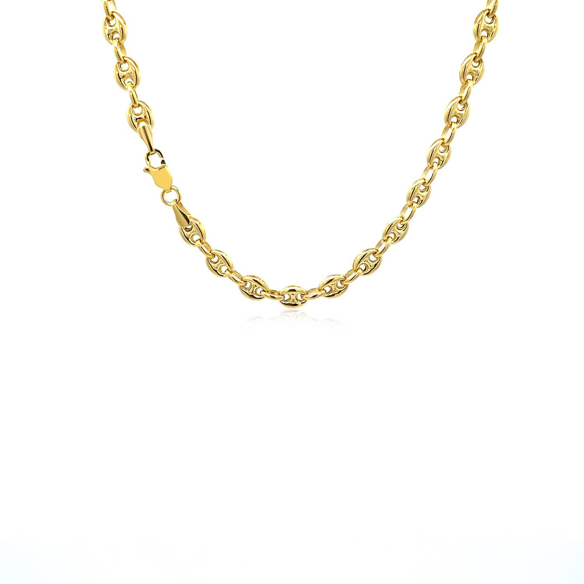 14k Yellow Gold Puffed Mariner Link Chain