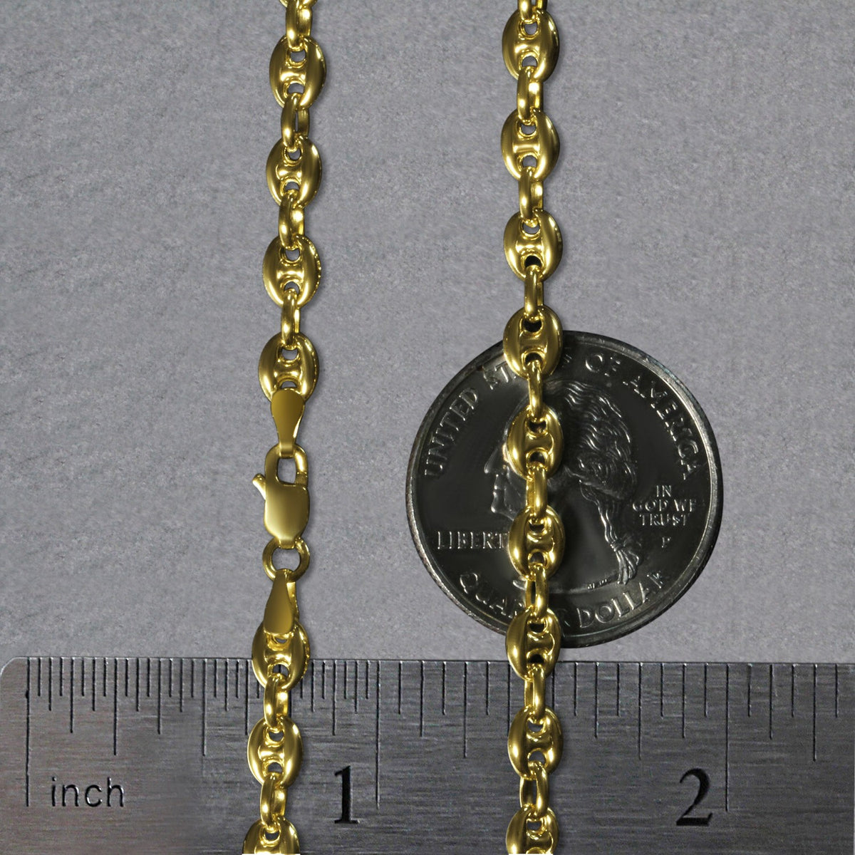 14k Yellow Gold Puffed Mariner Link Chain