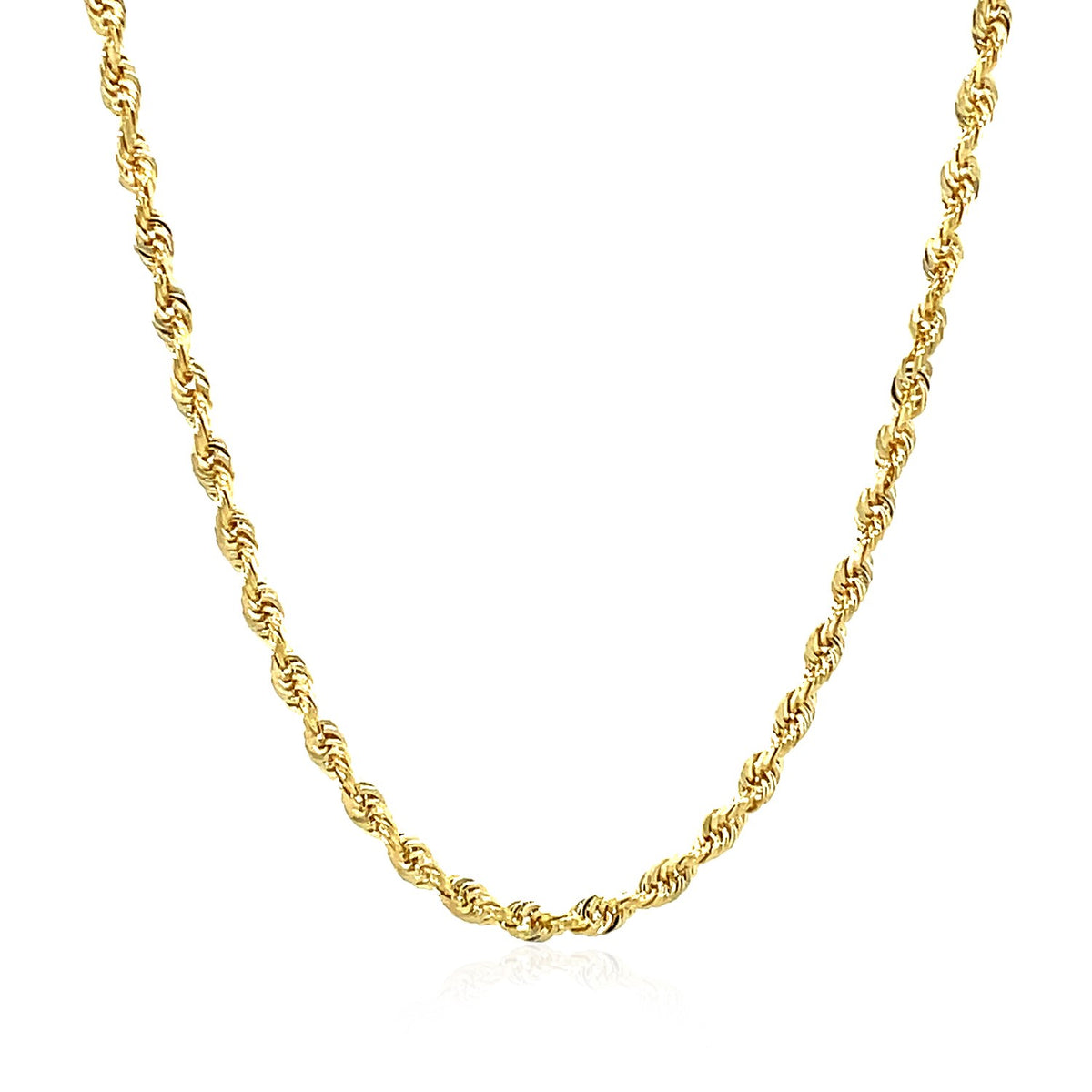 14k Yellow Gold Solid Diamond Cut Rope Chain