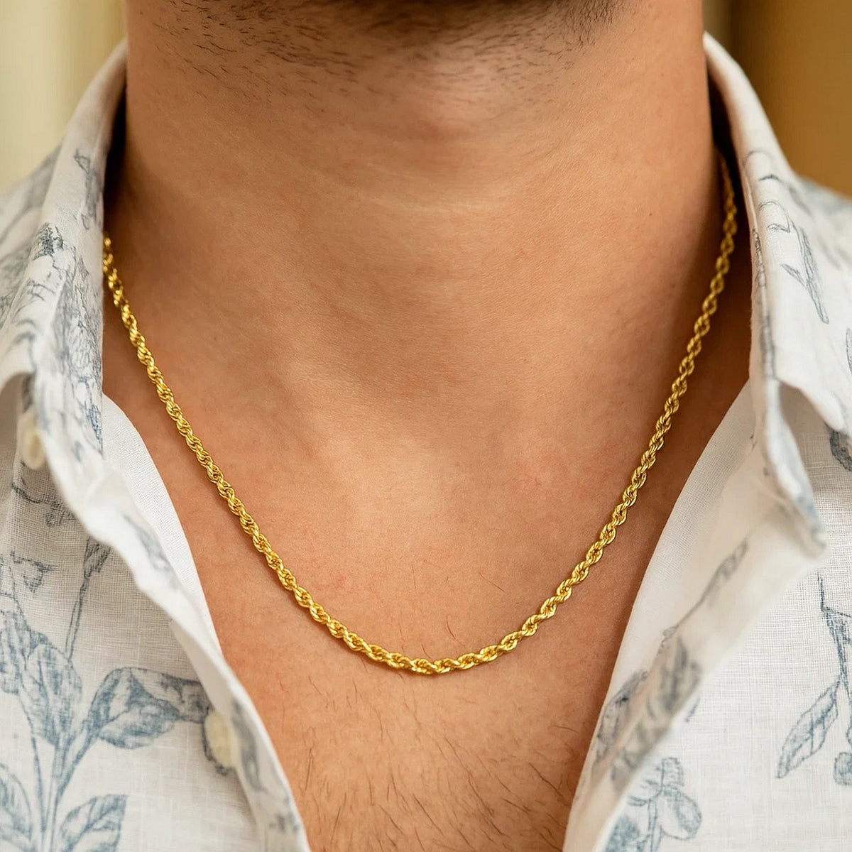 14k Yellow Gold Solid Diamond Cut Rope Chain