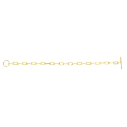 14K Yellow Gold Paperclip Toggle Link Necklace