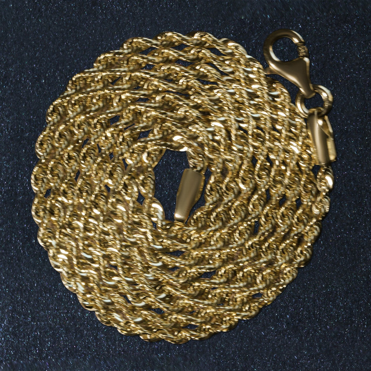 14k Yellow Gold Solid Diamond Cut Rope Chain