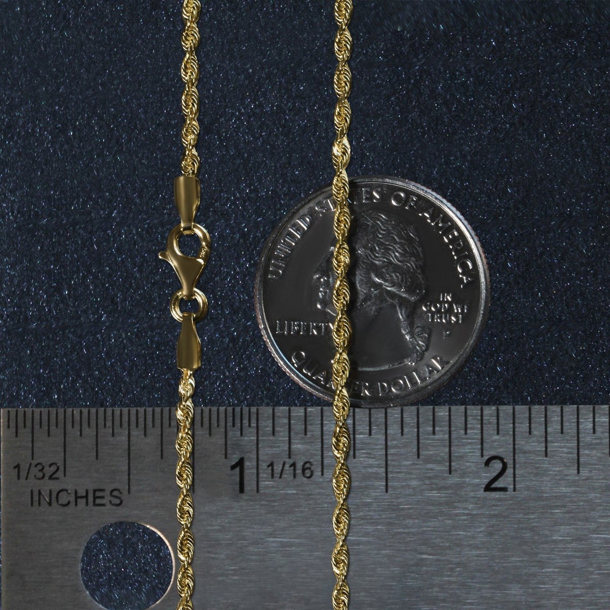 14k Yellow Gold Solid Diamond Cut Rope Chain
