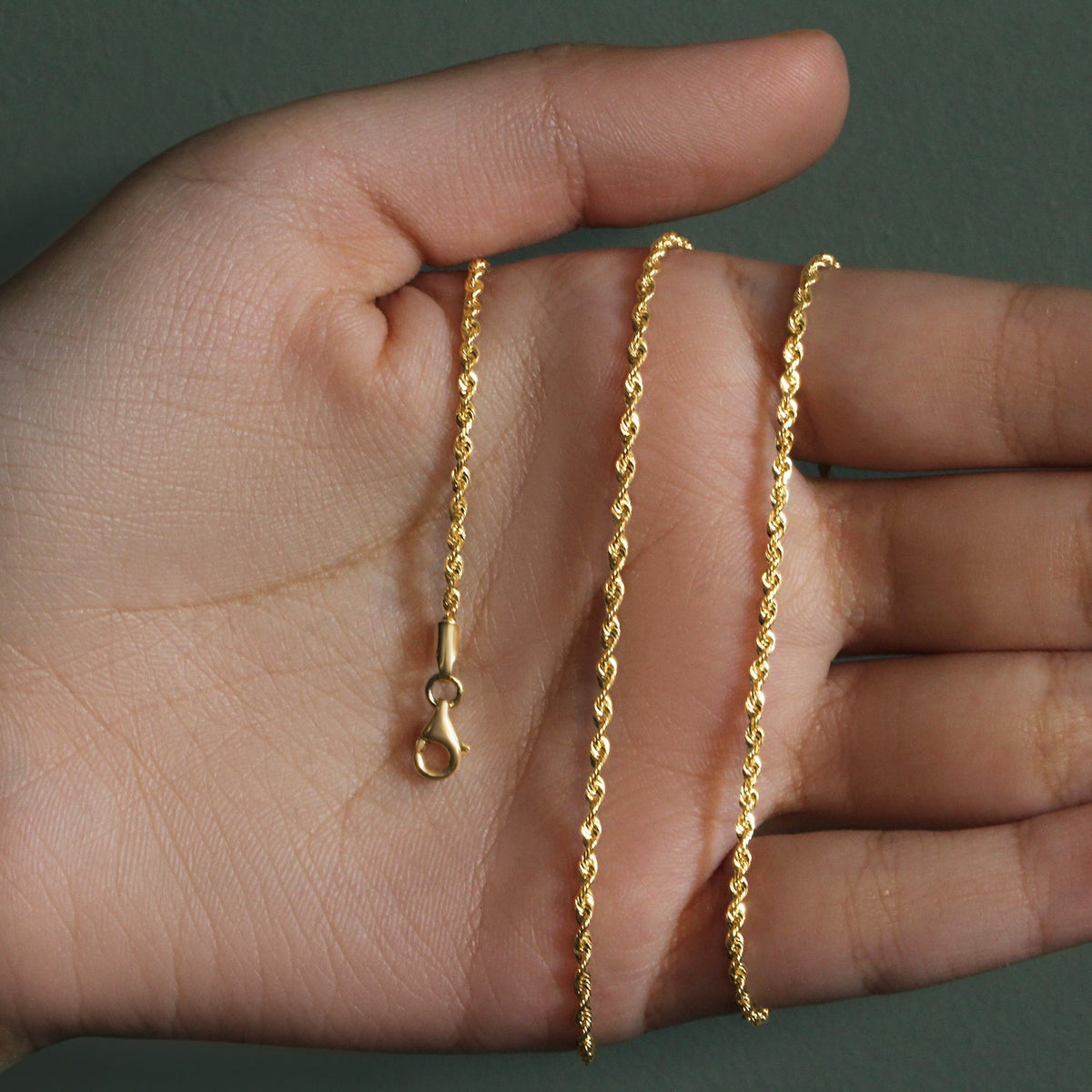 14k Yellow Gold Solid Diamond Cut Rope Chain