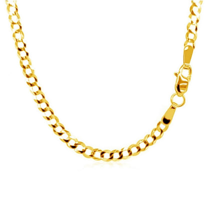 14k Yellow Gold Solid Curb Chain (2.60 mm)