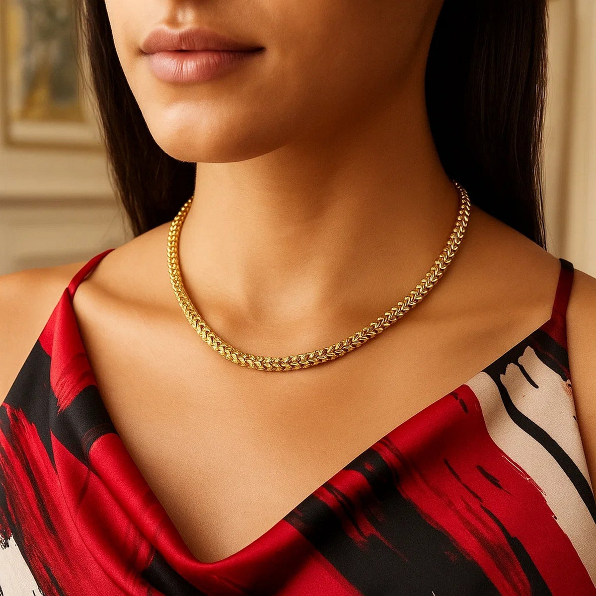 14K Yellow Gold Square Franco Chain
